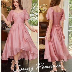 Scarlet Darkness Fairy Dress for Women in Pink Size XL A-Line Ruffle Sleeve